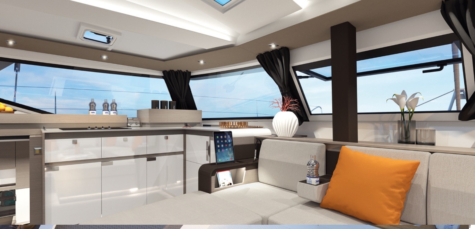 Catamaran salon and galley