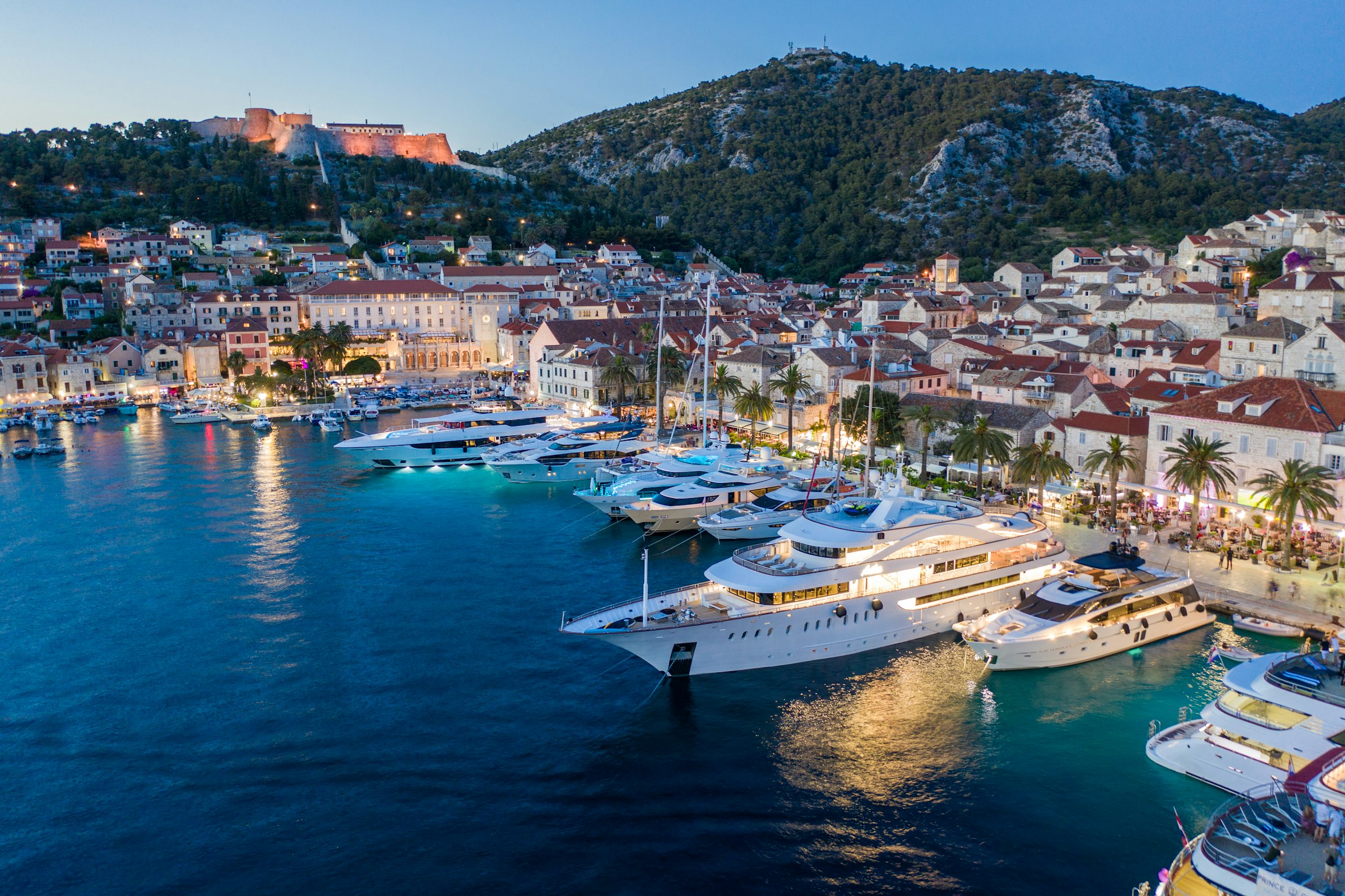 Stone harbor town on the Dalmatian coast of Croatia